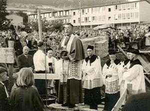 St. Joseph, Biedenkopf. Grundsteinlegung am 12.08.1956